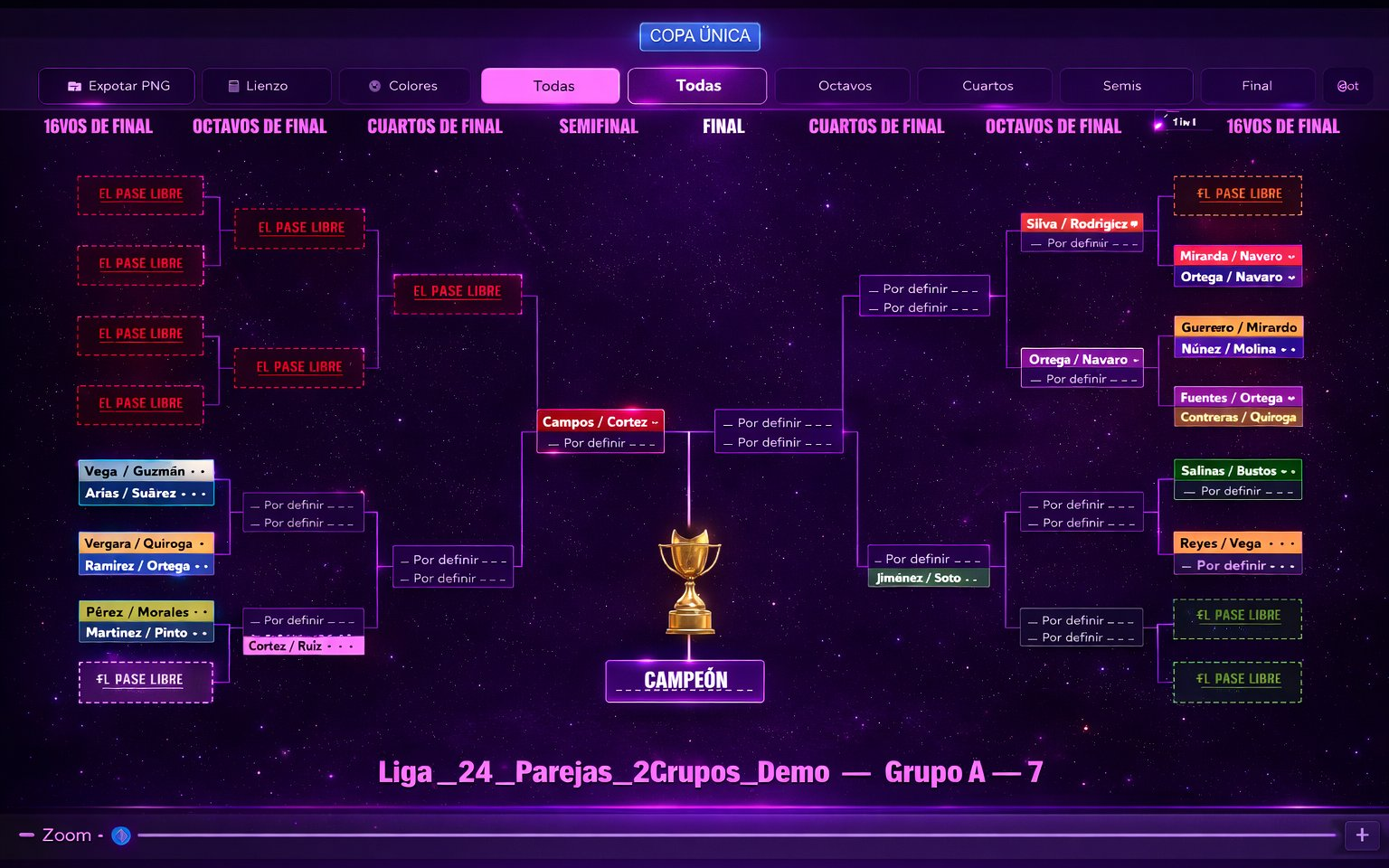 Captura 1 — Gestión de parejas y grupos